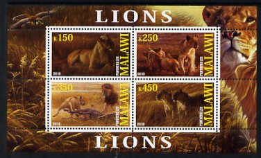 Malawi 2010 Lions perf sheetlet containing 4 values unmounted mint