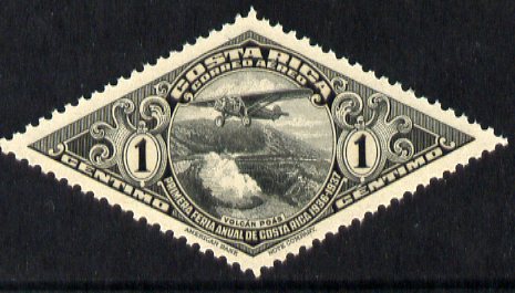 Costa Rica 1937 Air - First Annual Fair 1c black diamond shaped unmounted mint, SG 228