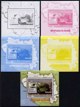 Guinea - Conakry 2009 Opening of Saka Higashi Line individual deluxe sheet #2 - the set of 5 imperf progressive proofs comprising the 4 individual colours plus all 4-colour composite, unmounted mint 