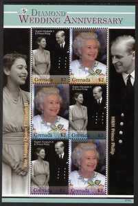 Grenada 2007 Diamond Wedding of Queen Elizabeth II & Duke of Edinburgh perf sheetlet containg 6 values unmounted mint, SG 5277-78