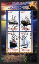 Congo 2010 Legendary Sailing Ships perf sheetlet containing 4 values fine cto used
