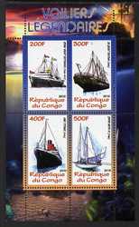 Congo 2010 Legendary Sailing Ships perf sheetlet containing 4 values unmounted mint