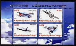 Congo 2010 Legendary Aircraft perf sheetlet containing 4 values unmounted mint