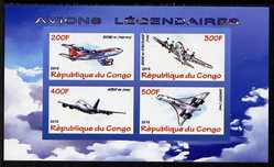 Congo 2010 Legendary Aircraft imperf sheetlet containing 4 values unmounted mint