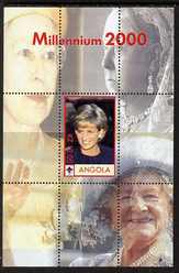 Angola 2000 Millennium 2000 - Princess Diana #1 perf s/sheet (with Scout logo & Members of the Royal Family in background) unmounted mint. Note this item is privately produced and is offered purely on its thematic appeal 
