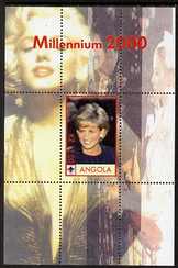 Angola 2000 Millennium 2000 - Princess Diana #3 perf s/sheet (with Scout logo & Marilyn Monroe in background) unmounted mint. Note this item is privately produced and is offered purely on its thematic appeal 