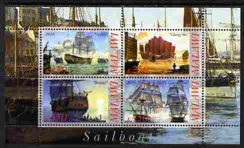 Malawi 2010 Tall Ships #03 perf sheetlet containing 4 values unmounted mint