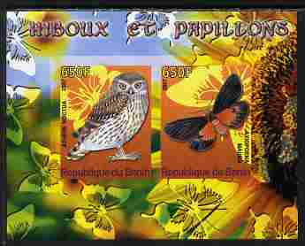 Benin 2007 Butterflies & Owls #1 imperf s/sheet containing 2 values unmounted mint. Note this item is privately produced and is offered purely on its thematic appeal