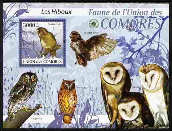 Comoro Islands 2009 Owls perf s/sheet unmounted mint Yv 200