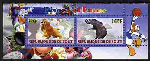 Djibouti 2010 Disney & Fauna #1 perf sheetlet containing 2 values unmounted mint
