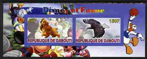 Djibouti 2010 Disney & Fauna #1 imperf sheetlet containing 2 values unmounted mint