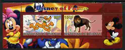 Djibouti 2010 Disney & Fauna #3 perf sheetlet containing 2 values unmounted mint