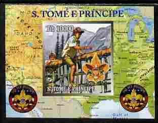 St Thomas & Prince Islands 2010 Centenary of Scouting in America #1 individual imperf deluxe sheetlet unmounted mint. Note this item is privately produced and is offered purely on its thematic appeal 