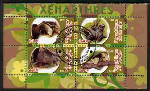 Congo 2010 Xenarthra perf sheetlet containing 4 values fine cto used