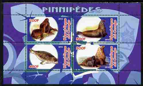 Congo 2010 Pinnipeds perf sheetlet containing 4 values unmounted mint