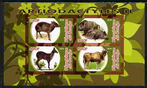 Congo 2010 Artiodactyla (Even toed Mammals) #2 imperf sheetlet containing 4 values unmounted mint