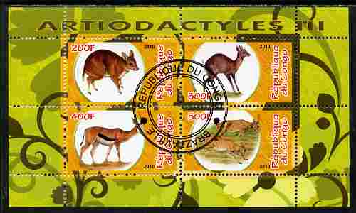 Congo 2010 Artiodactyla (Even toed Mammals) #3 perf sheetlet containing 4 values fine cto used