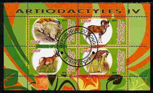 Congo 2010 Artiodactyla (Even toed Mammals) #4 perf sheetlet containing 4 values fine cto used