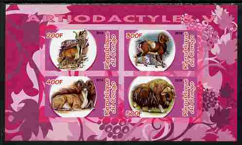 Congo 2010 Artiodactyla (Even toed Mammals) #5 imperf sheetlet containing 4 values unmounted mint