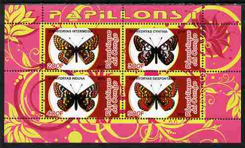 Congo 2010 Butterflies #1 perf sheetlet containing 4 values unmounted mint