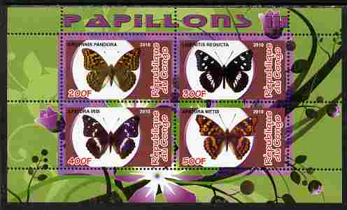 Congo 2010 Butterflies #3 perf sheetlet containing 4 values unmounted mint