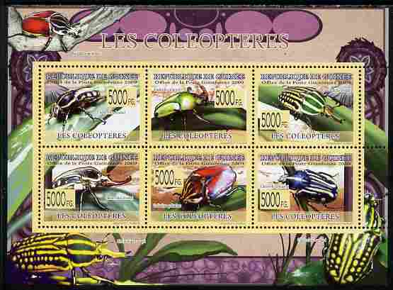 Guinea - Conakry 2009 Fauna - Beetles perf sheetlet containing 6 values unmounted mint 