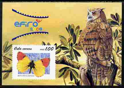 Cuba 2008 EFIRO Stamp Exhibition imperf m/sheet unmounted mint (Features a Butterfly & Owl)