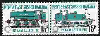 Cinderella - GB Great Britain Kent & East Sussex Railway Letter Stamps 15p se-tenant perf pair unmounted mint 