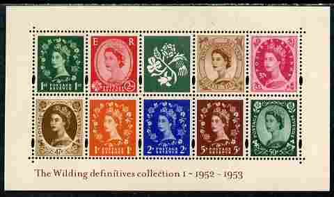 GB Great Britain 2002 Wilding Definitives perf m/sheet containing 1p, 2p, 5p, 33p, 37p, 47p, 50p, 1st class & 2nd class plus label unmounted mint SG MS 2326