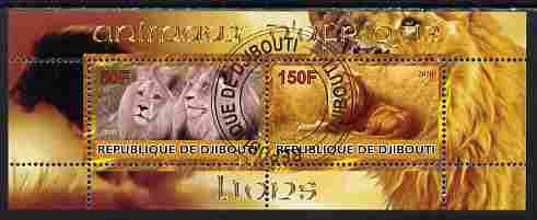 Djibouti 2010 Animals of Africa - Lions perf sheetlet containing 2 values fine cto used