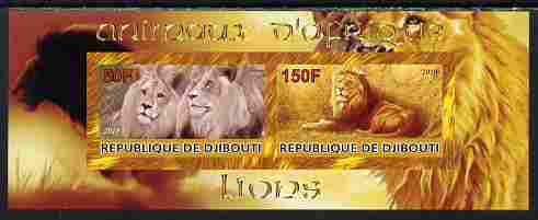 Djibouti 2010 Animals of Africa - Lions imperf sheetlet containing 2 values unmounted mint