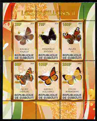 Djibouti 2010 Butterflies #02 perf sheetlet containing 6 values unmounted mint