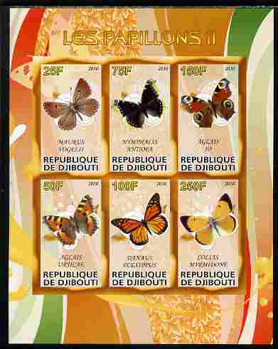 Djibouti 2010 Butterflies #02 imperf sheetlet containing 6 values unmounted mint