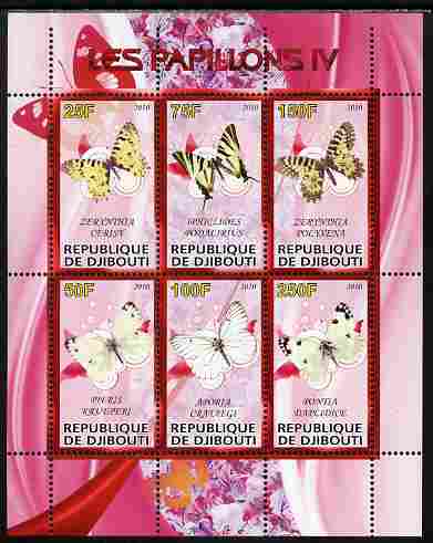 Djibouti 2010 Butterflies #04 perf sheetlet containing 6 values unmounted mint
