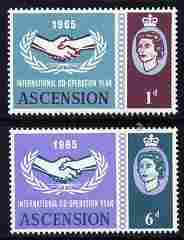 Ascension 1965 International Co-operation Year set of 2 unmounted mint SG 220-21