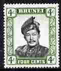 Brunei 1964-72 Sultan 4c black & emerald glazed paper unmounted mint SG121ab