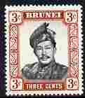 Brunei 1964-72 Sultan 3c black & lake-brown glazed paper unmounted mint SG120a