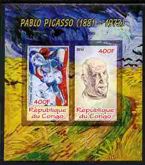 Congo 2010 Pablo Picasso imperf sheetlet containing 2 values unmounted mint
