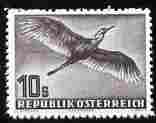 Austria 1950-53 Birds 10s Grey Heron,'Maryland' forgery 'unused', as SG 1220 - the word Forgery is printed on the back and comes on a presentation card with descriptive notes