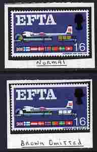 GB Great Britain 1967 EFTA 1s6d (ordinary) with brown omitted (white trucks) mounted mint plus normal (formerly in the Lady Mairi Bury Collection) SG 716c