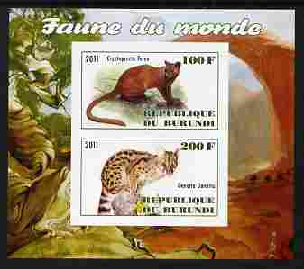 Burundi 2011 Fauna of the World - Wild Cats #1 imperf sheetlet containing 2 values unmounted mint