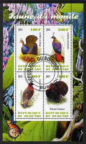 Burundi 2011 Fauna of the World - Game Birds perf sheetlet containing 4 values fine cto used