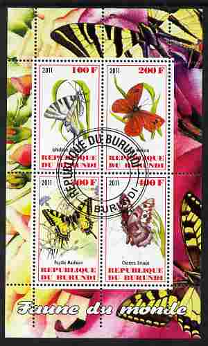 Burundi 2011 Fauna of the World - Butterflies #1 perf sheetlet containing 4 values fine cto used