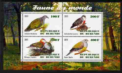 Burundi 2011 Fauna of the World - Pigeons & Doves perf sheetlet containing 4 values unmounted mint
