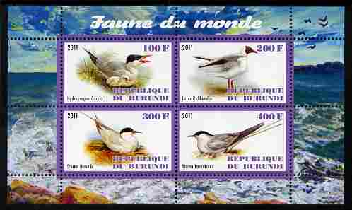 Burundi 2011 Fauna of the World - Gulls & Terns perf sheetlet containing 4 values unmounted mint