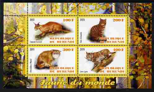 Burundi 2011 Fauna of the World - Wild Cats #2 perf sheetlet containing 4 values unmounted mint