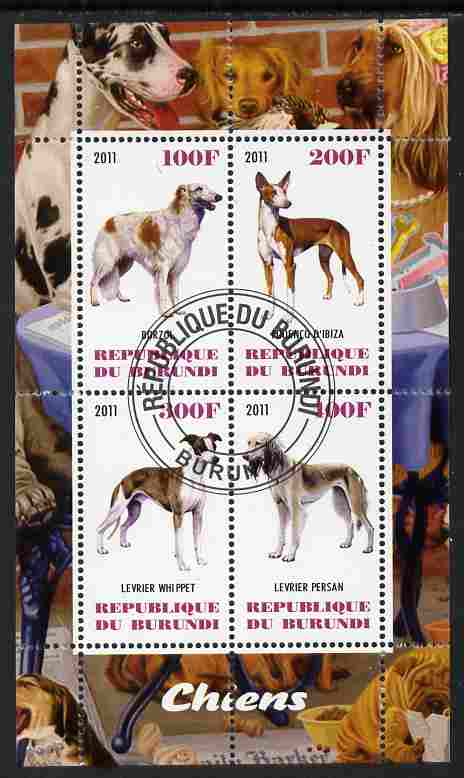 Burundi 2011 Dogs #6 perf sheetlet containing 4 values fine cto used