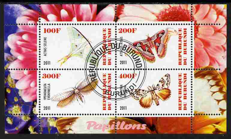 Burundi 2011 Fauna of the World - Butterflies #4 perf sheetlet containing 4 values fine cto used