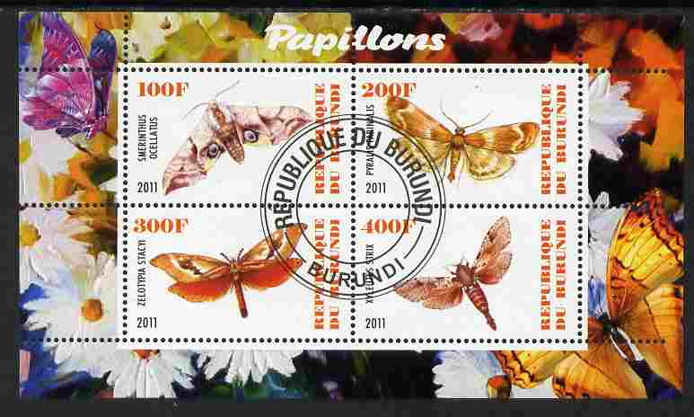 Burundi 2011 Fauna of the World - Butterflies #6 perf sheetlet containing 4 values fine cto used