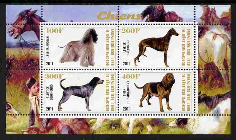 Burundi 2011 Dogs #5 perf sheetlet containing 4 values unmounted mint